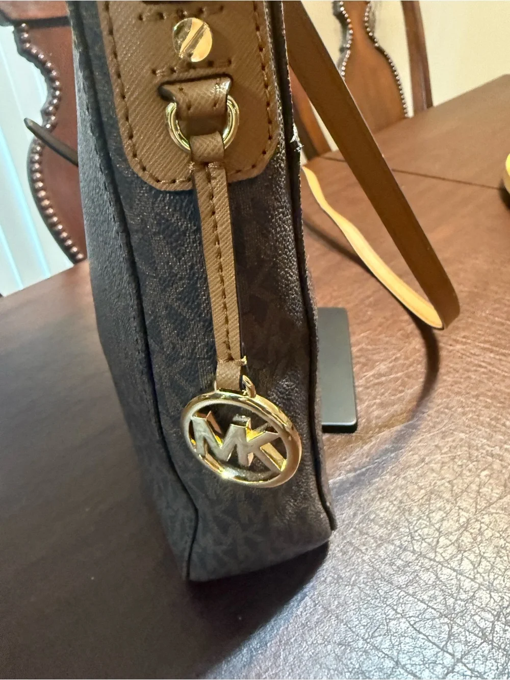 Michael Kors Brown Monogram Jet Set Travel Messenger Crossbody